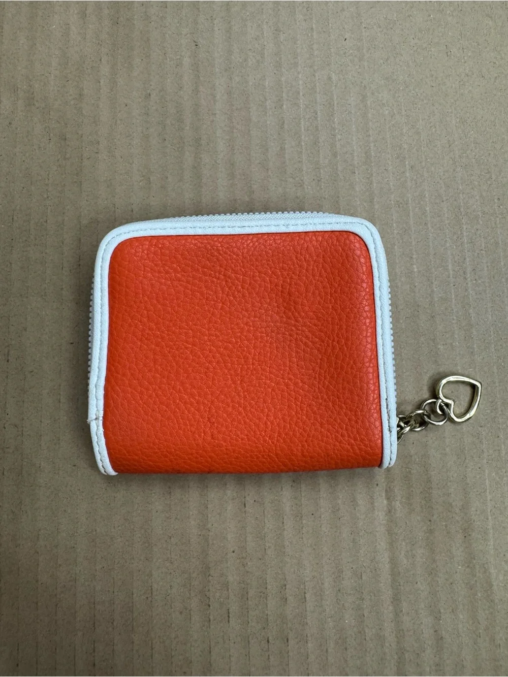 Juicy Couture Orange Wallet with White Trim and Gold Heart Charm